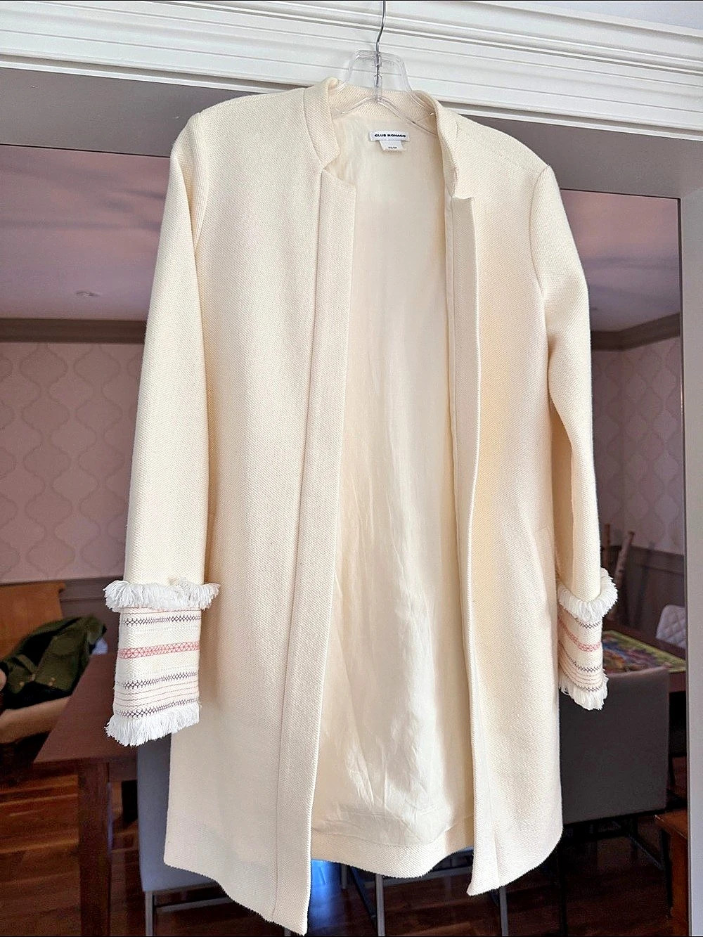 Cream Open Front Duster Coat
